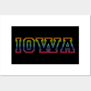 Iowa Pride Rainbow Black Posters and Art